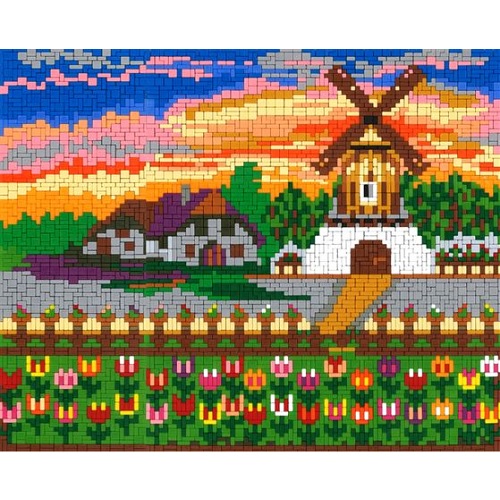 Ministeck MC41049 Stickit 41049 Tulpentuin met windmolen, ca. 5.700 steentjes, verbindingschijfjes, ophanghaakjes en heveltje